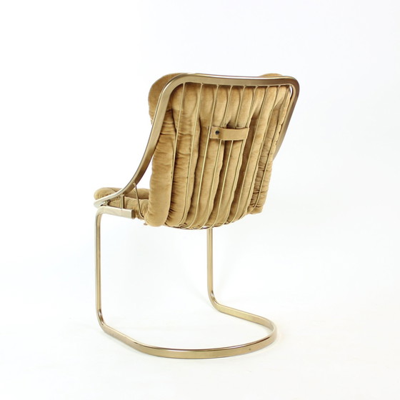 Image 1 of Chaise vintage italienne en métal doré, Italie années 1970