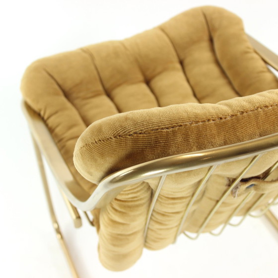 Image 1 of Chaise vintage italienne en métal doré, Italie années 1970