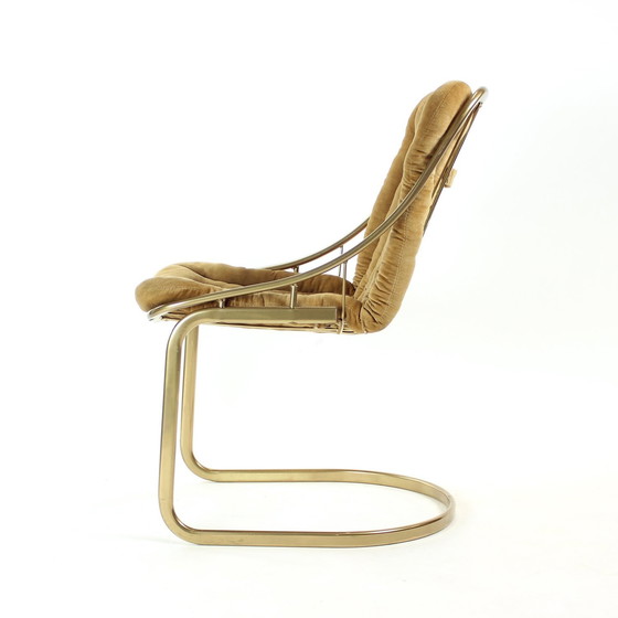 Image 1 of Chaise vintage italienne en métal doré, Italie années 1970