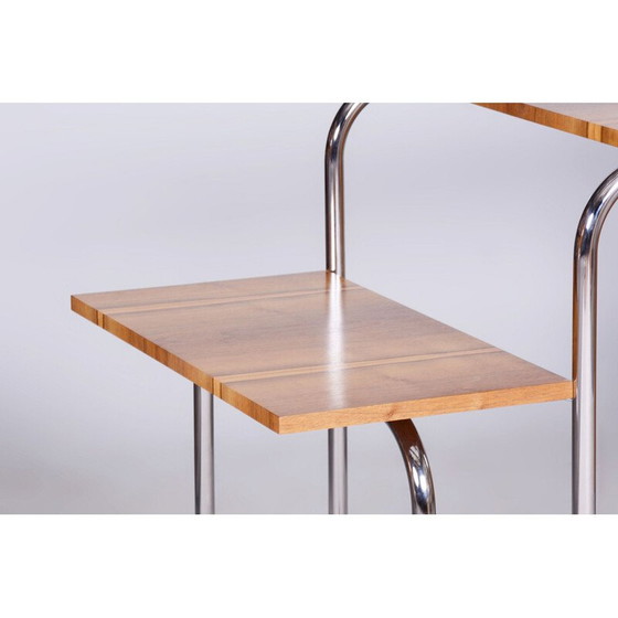 Image 1 of Bureau vintage en noyer et acier chromé par André Lurcat, Tchécoslovaquie 1930