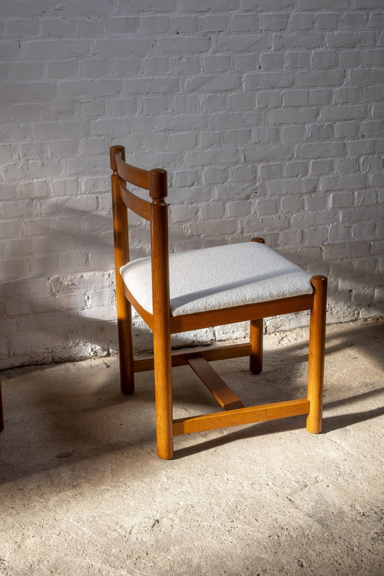 Image 1 of 6X Chaise de salle à manger scandinave en chêne massif, 1960S