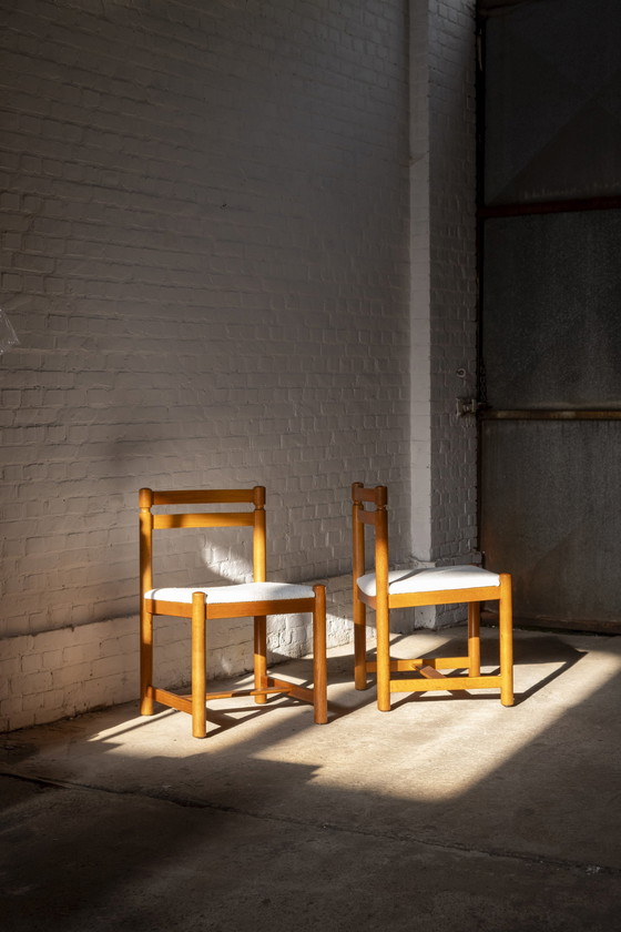 Image 1 of 6X Chaise de salle à manger scandinave en chêne massif, 1960S