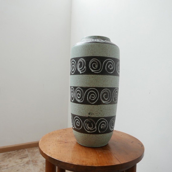 Image 1 of Vase vintage en céramique verte, Allemagne de l'Ouest 1970