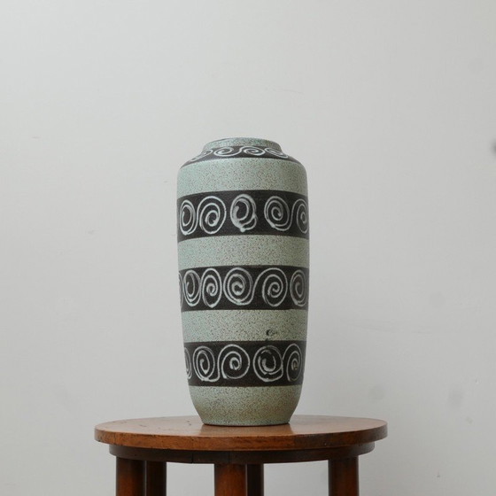 Image 1 of Vase vintage en céramique verte, Allemagne de l'Ouest 1970