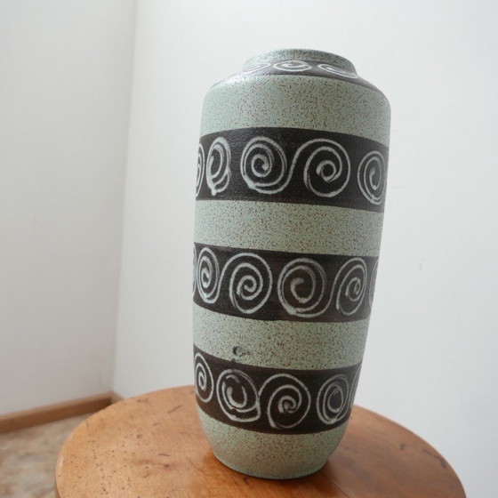 Image 1 of Vase vintage en céramique verte, Allemagne de l'Ouest 1970