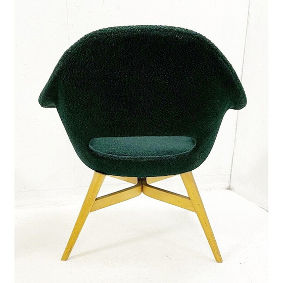 Image 1 of Paire de fauteuils vintage en tissu vert par Miroslav Navratil, Tchécoslovaquie 1960