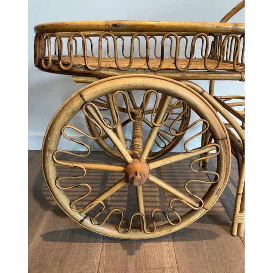 Image 1 of Chariot vintage en rotin par Audoux Minet, France 1970