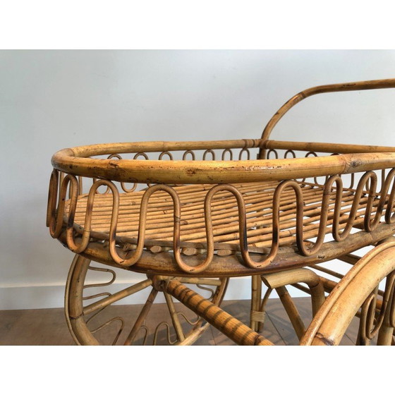 Image 1 of Chariot vintage en rotin par Audoux Minet, France 1970