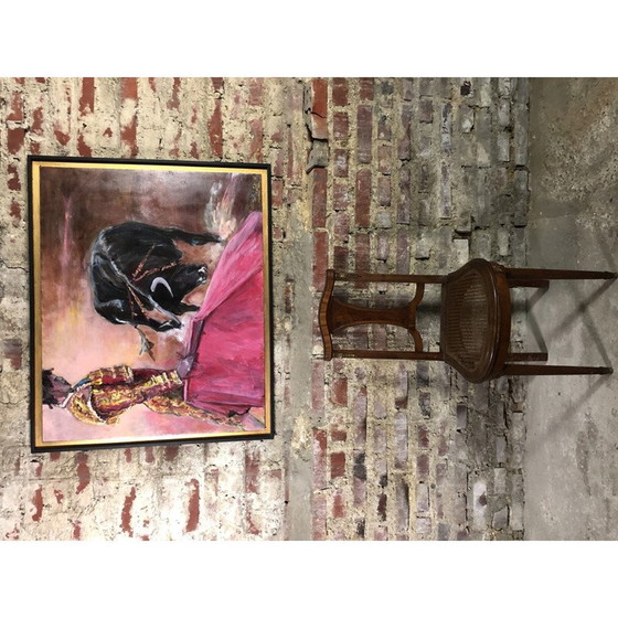 Image 1 of Peinture à l'huile vintage "Le matador" par E.Boyer Fisher 92