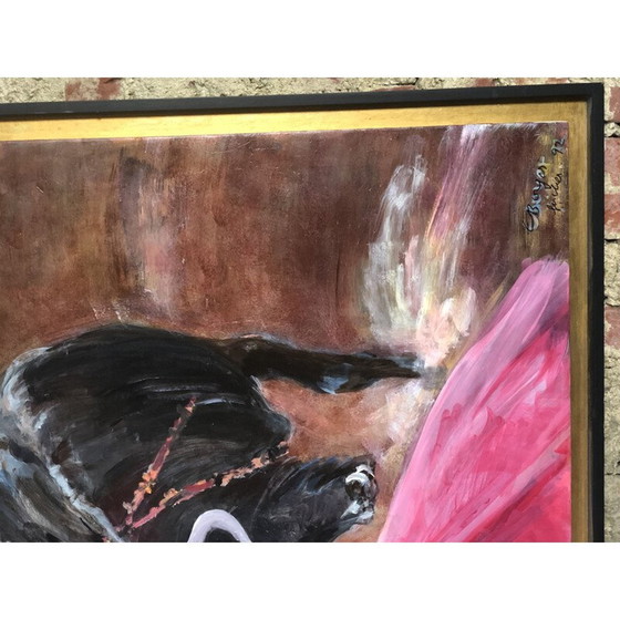 Image 1 of Peinture à l'huile vintage "Le matador" par E.Boyer Fisher 92