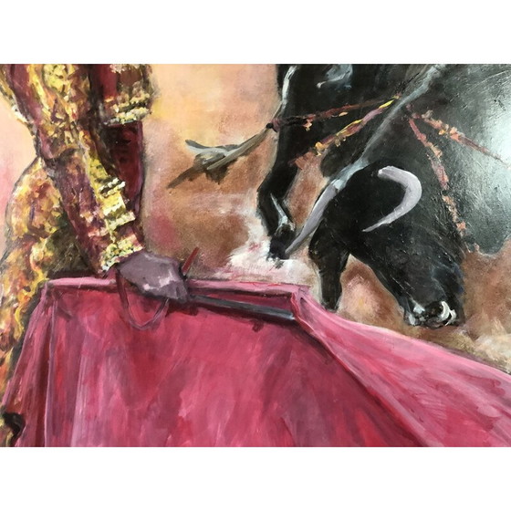 Image 1 of Peinture à l'huile vintage "Le matador" par E.Boyer Fisher 92