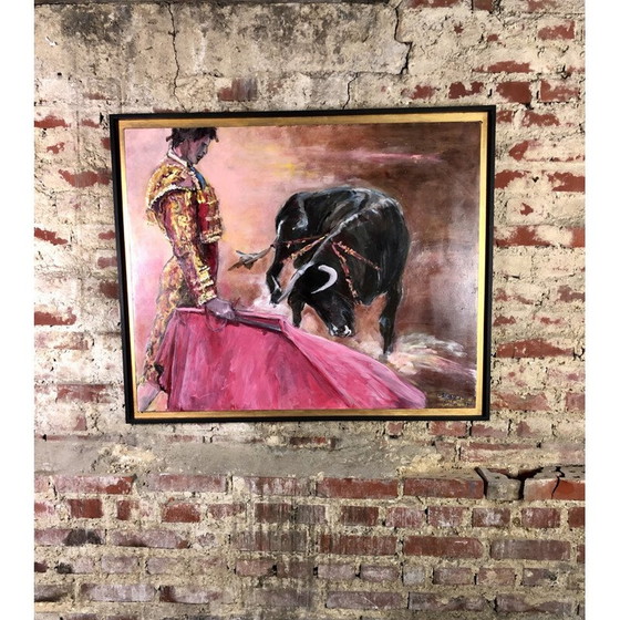 Image 1 of Peinture à l'huile vintage "Le matador" par E.Boyer Fisher 92