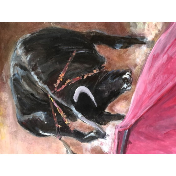 Image 1 of Peinture à l'huile vintage "Le matador" par E.Boyer Fisher 92
