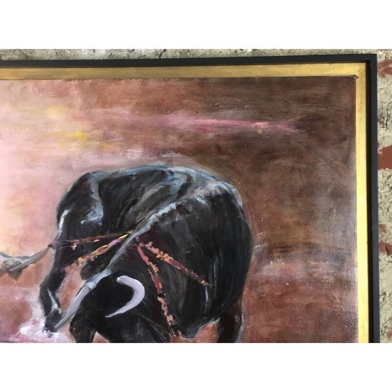Image 1 of Peinture à l'huile vintage "Le matador" par E.Boyer Fisher 92