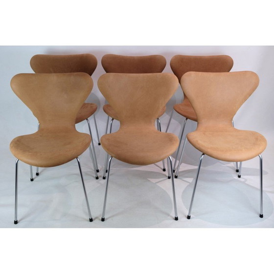 Image 1 of Ensemble de 6 chaises Seven 3107 vintage par Arne Jacobsen pour Fritz Hansen