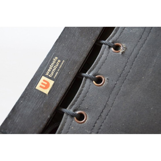 Image 1 of Paire de fauteuils Siesta en cuir noir vintage par Ingmar Relling pour Westnofa, Norvège 1960s