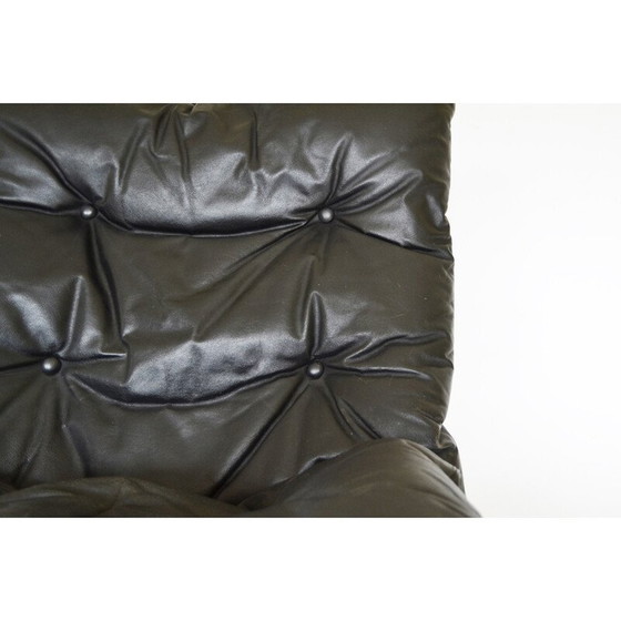 Image 1 of Paire de fauteuils Siesta en cuir noir vintage par Ingmar Relling pour Westnofa, Norvège 1960s