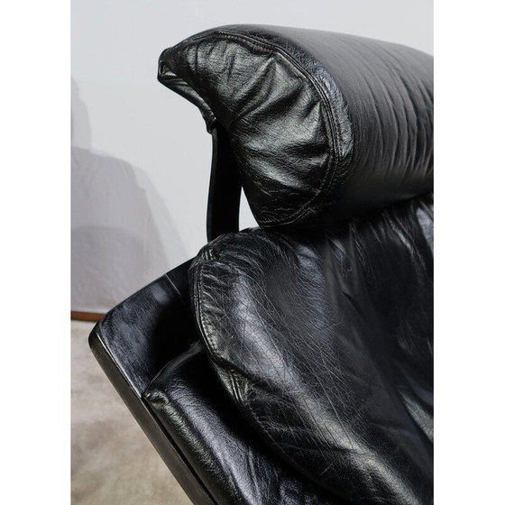 Image 1 of Ensemble de salon vintage en cuir véritable "Kroken" par Ake Fribytter pour Nelo, Suède 1974