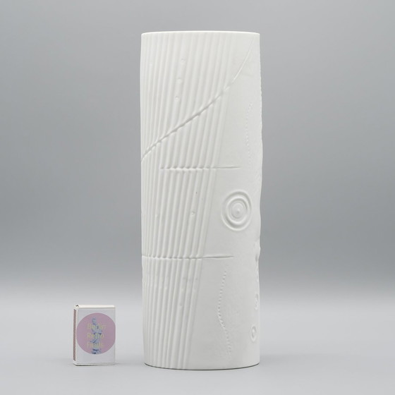 Image 1 of Werner Schreib Bamboo Relief Rosenthal Studio Line Bisque Porcelain Vase Duo Xl