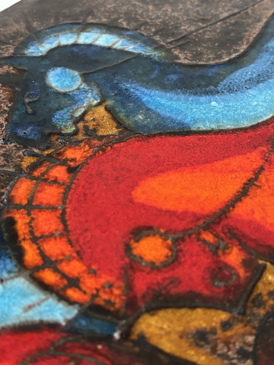 Image 1 of Allemagne de l'Ouest Céramique 1970 Grand carreau mural Scène de bataille