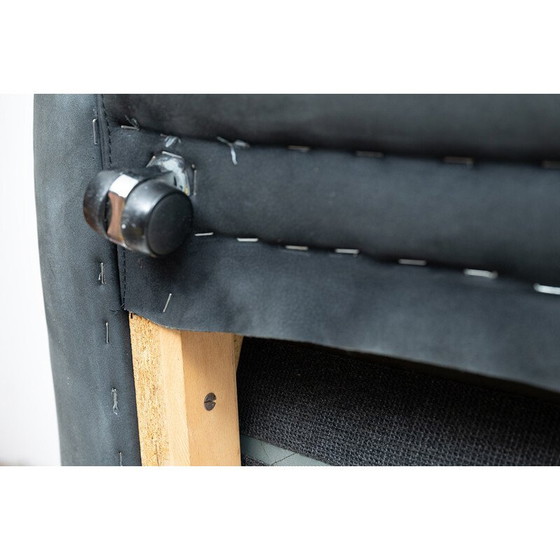 Image 1 of Fauteuil vintage avec ottoman en cuir, 1970