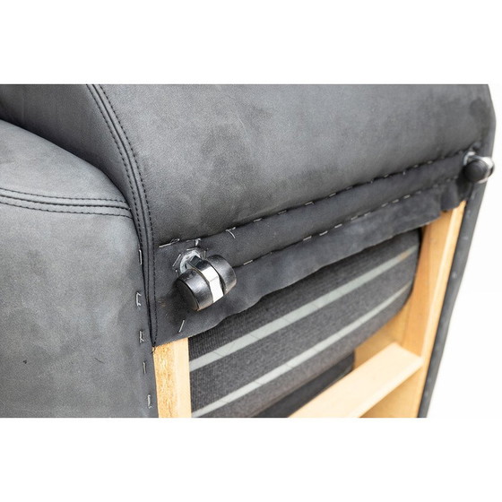 Image 1 of Fauteuil vintage avec ottoman en cuir, 1970