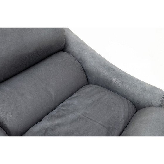 Image 1 of Fauteuil vintage avec ottoman en cuir, 1970