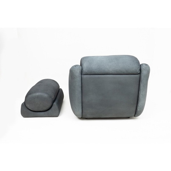 Image 1 of Fauteuil vintage avec ottoman en cuir, 1970