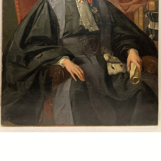 Image 1 of Grand portrait français, 19ème siècle, huile sur toile