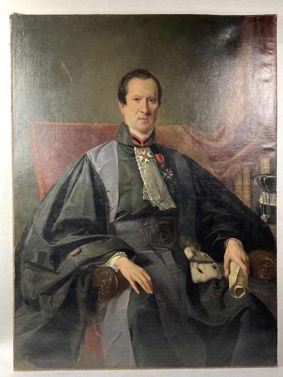 Image 1 of Grand portrait français, 19ème siècle, huile sur toile