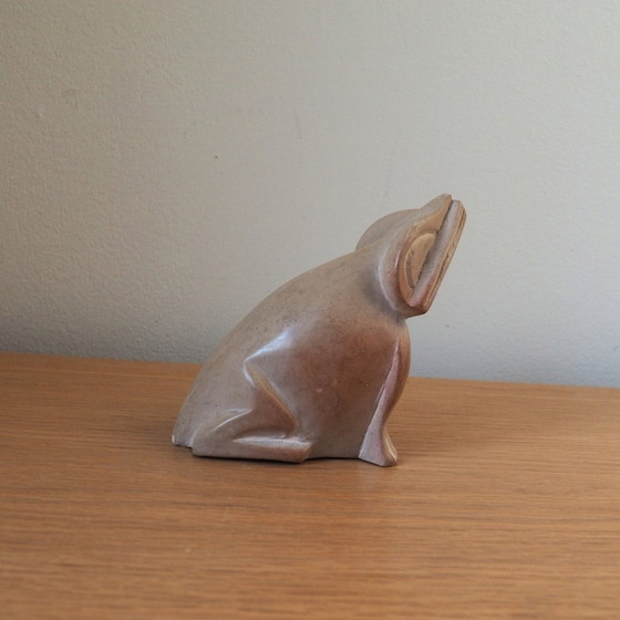 Image 1 of Grande grenouille vintage en pierre à savon artisanale du Kenya