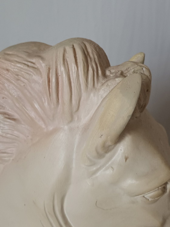 Image 1 of Buste De Cheval En Plâtre Xxème 