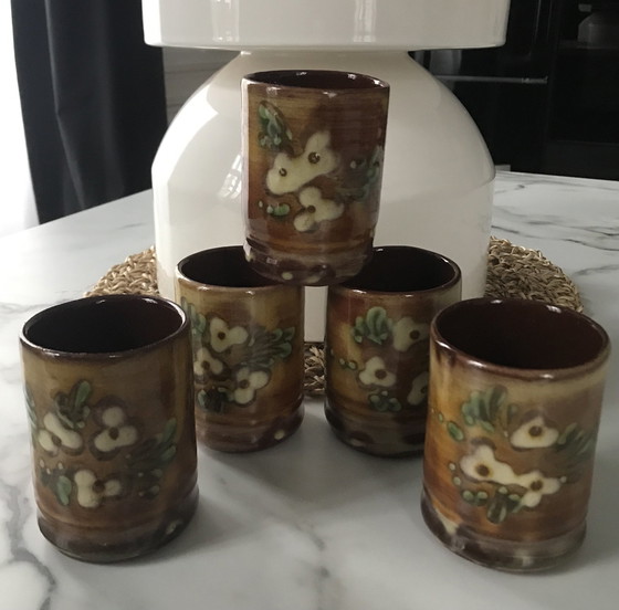 Image 1 of Tasses Terre Cuite Motif Floral