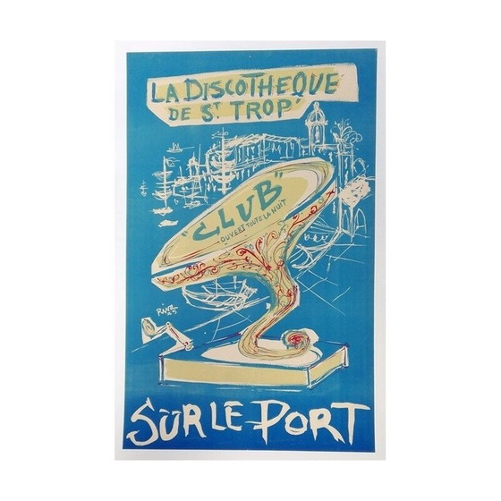 Image 1 of Affiche publicitaire vintage pour la discothèque du port de Saint Tropez, 1935