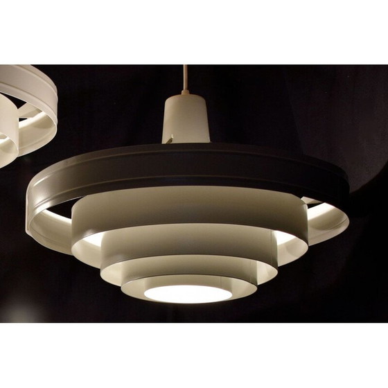 Image 1 of Lampe suspendue vintage en acier blanc satiné, 1960