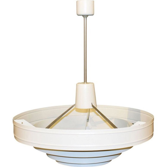 Image 1 of Lampe suspendue vintage en acier blanc satiné, 1960