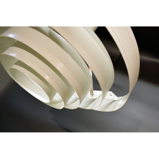 Lampe suspendue vintage en acier blanc satiné, 1960