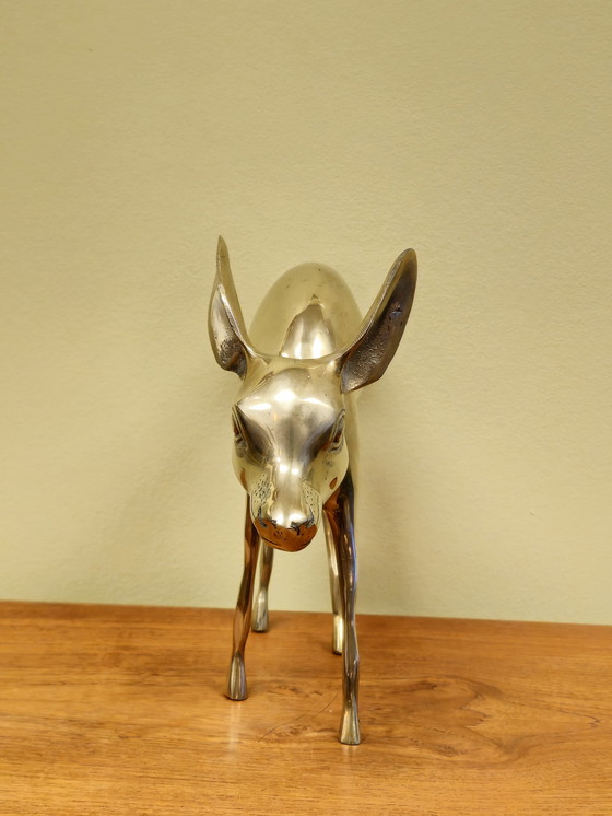 Image 1 of Grande statue de cerf Bambi en laiton