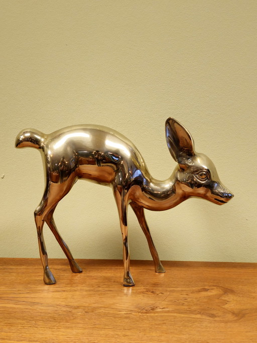 Grande statue de cerf Bambi en laiton