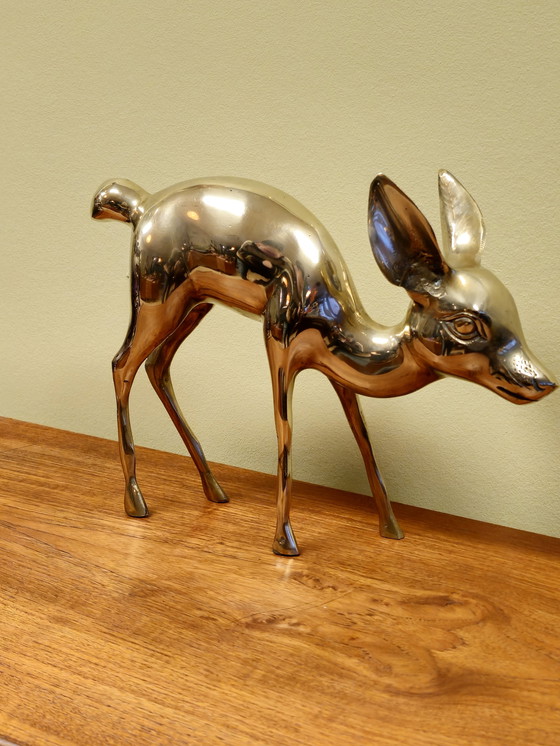 Image 1 of Grande statue de cerf Bambi en laiton