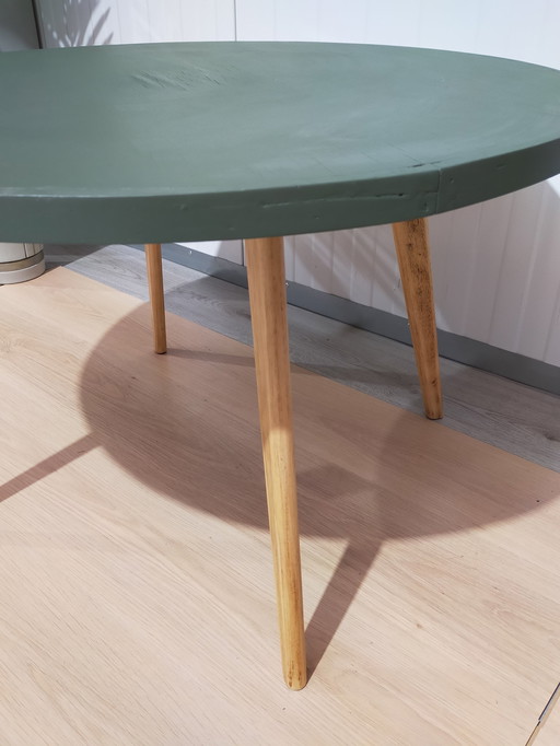 Table basse ronde, vert foncé