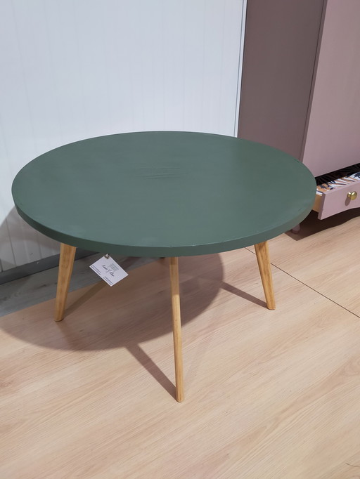 Table basse ronde, vert foncé