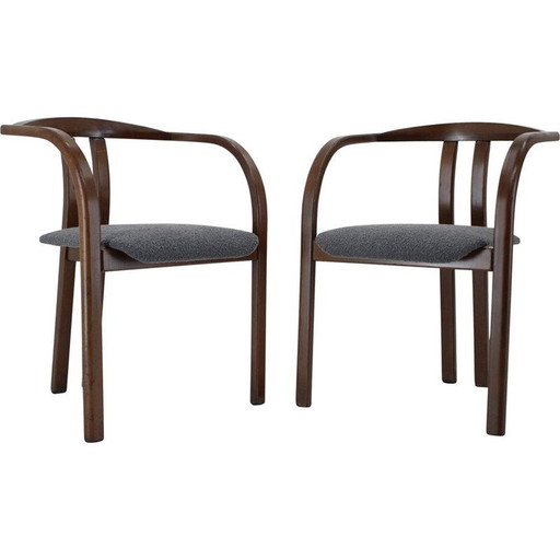 Chaises vintage en tissu gris de Ton, Tchécoslovaquie 1980