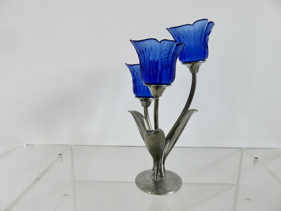 Image 1 of Bougeoir En Étain À 95% Signé Jean Goardère, Meilleur Ouvrier De France