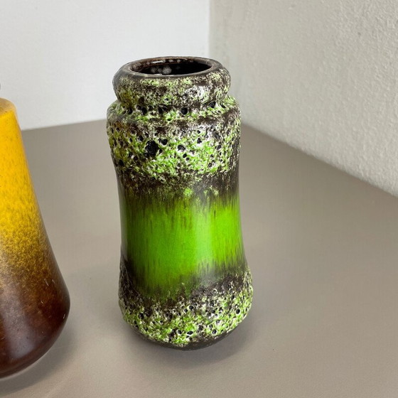 Image 1 of Ensemble de 4 vases vintage en céramique de lave pour Scheurich, Allemagne 1970