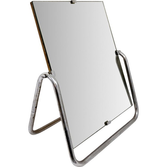 Image 1 of Miroir de bureau vintage avec cadre en acier chromé
