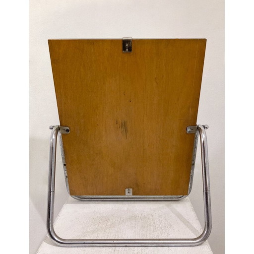 Miroir de bureau vintage avec cadre en acier chromé