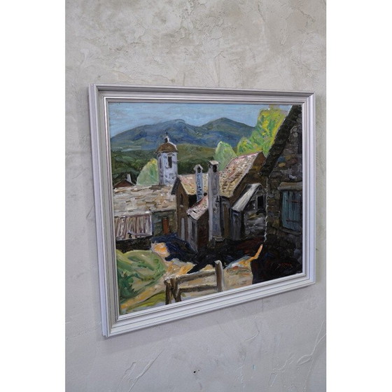 Image 1 of Grand paysage scandinave peint à l'huile sur panneau par Gunnar S. Malm, Suède 1960