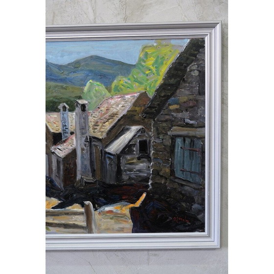 Image 1 of Grand paysage scandinave peint à l'huile sur panneau par Gunnar S. Malm, Suède 1960