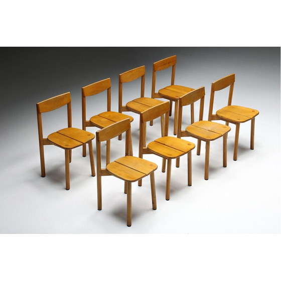 Image 1 of Chaises vintage en hêtre par Pierre Gautier Delaye, France 1965s